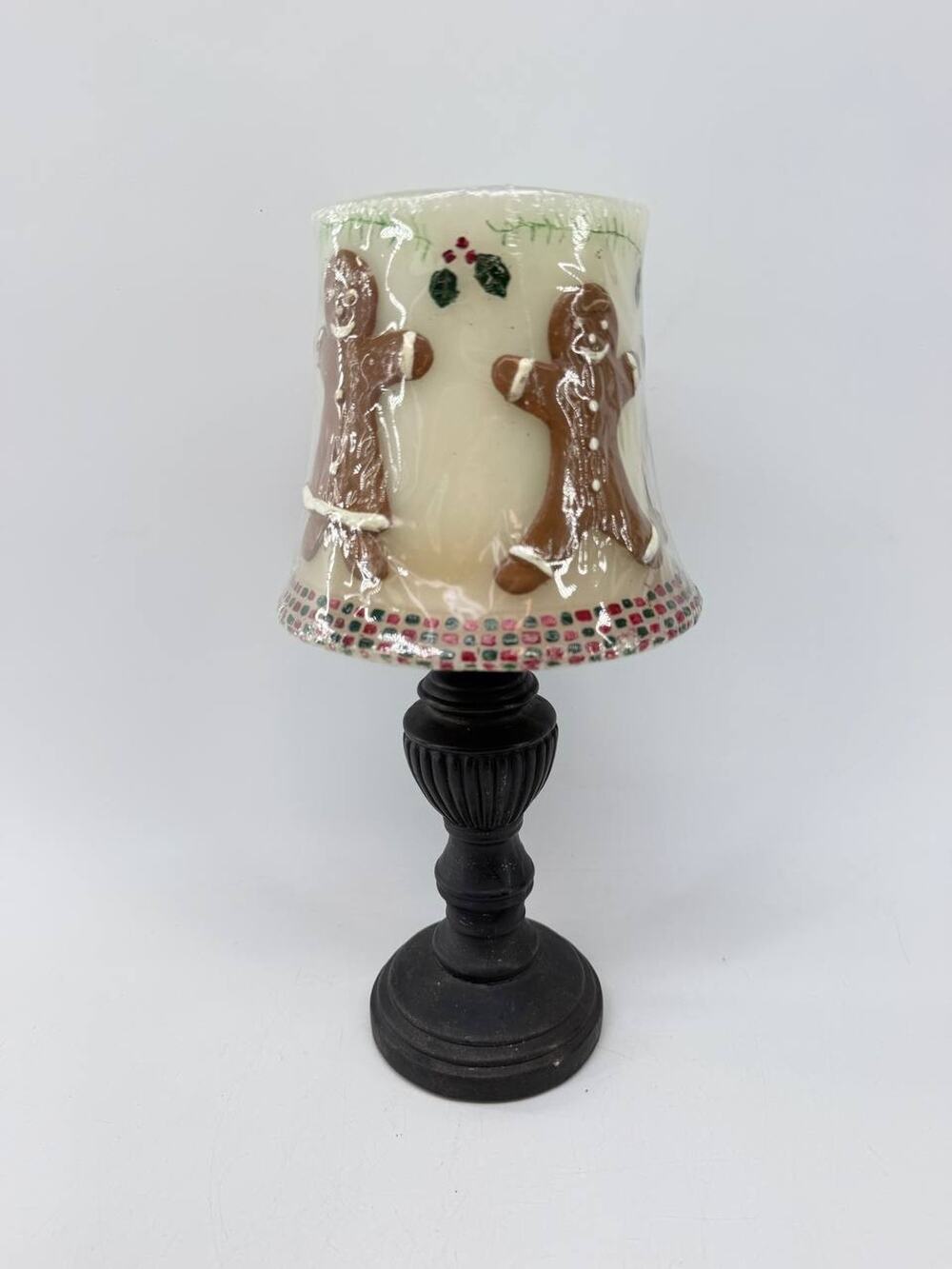 Gingerbread Man Christmas Resin Pedestal Candle Holder with Candle New 2 lb
